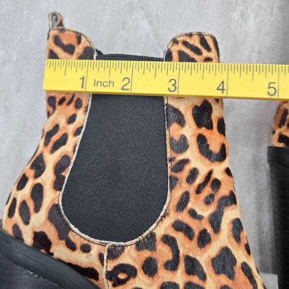 CV Ankle Boots 8.5 Brown Faux Fur Animal Print Dressy Platform Block Heel Bootie - Picture 10 of 11